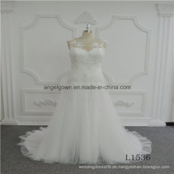 Elfenbein Tulle New Design Spitze ärmelloses Brautkleid